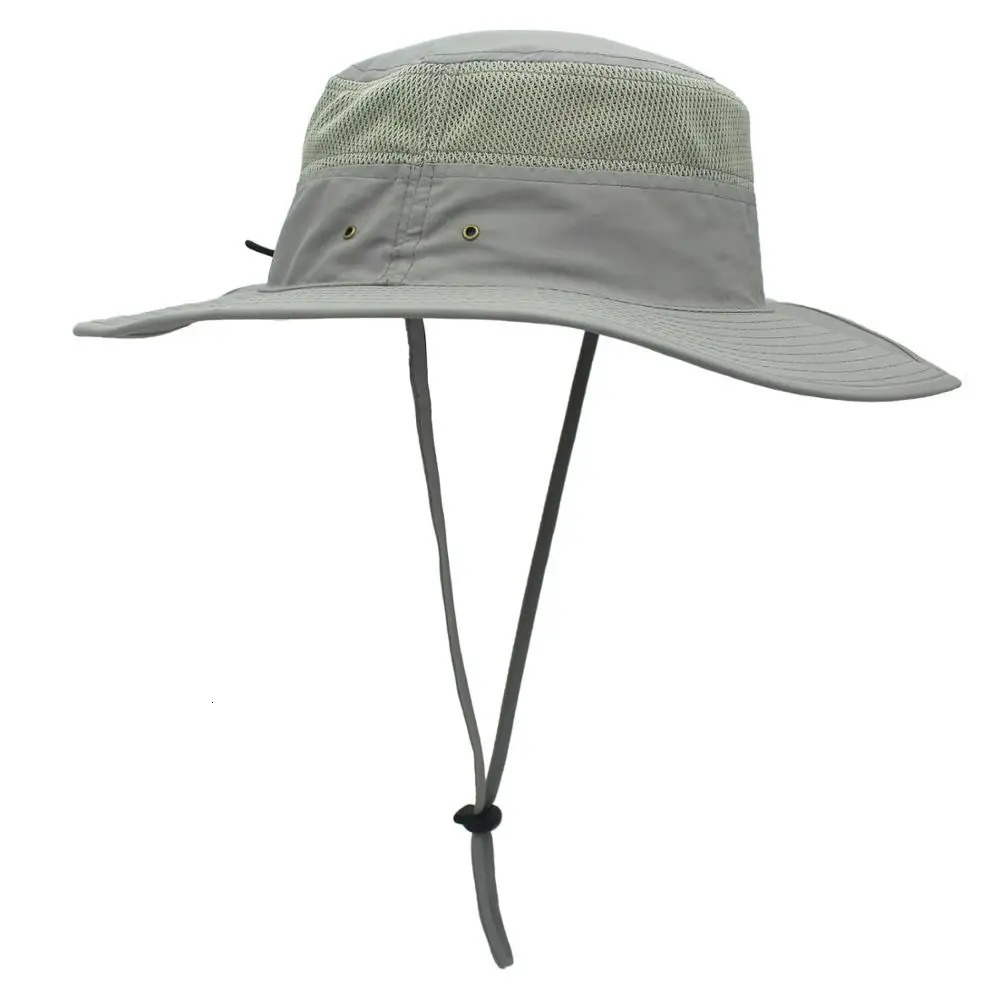Connectyle Mens Summer Sun Hat UPF 50Wide Brim Breathable Bucket Hat Solid Adjustable Windproof Fishing Hat 250314