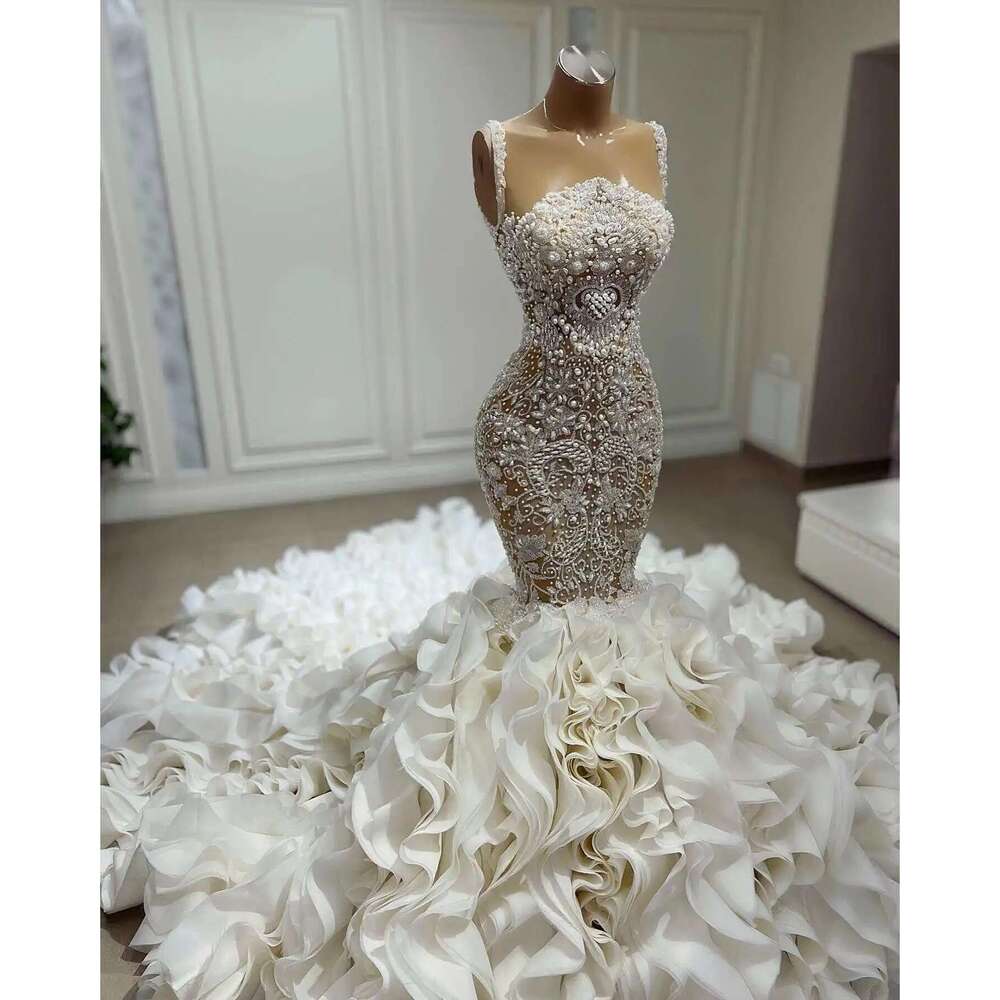 the mermaid dress appliques pearls lace strapless wedding big size novia dresses custom color