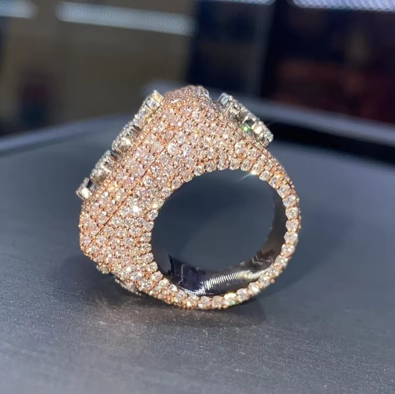 Hip Hop Jewelry Rapper Style Champion Ring D Color VVS1 Moissanite S925 Mens Fully Iced Out Champion Custom Ring Diamond