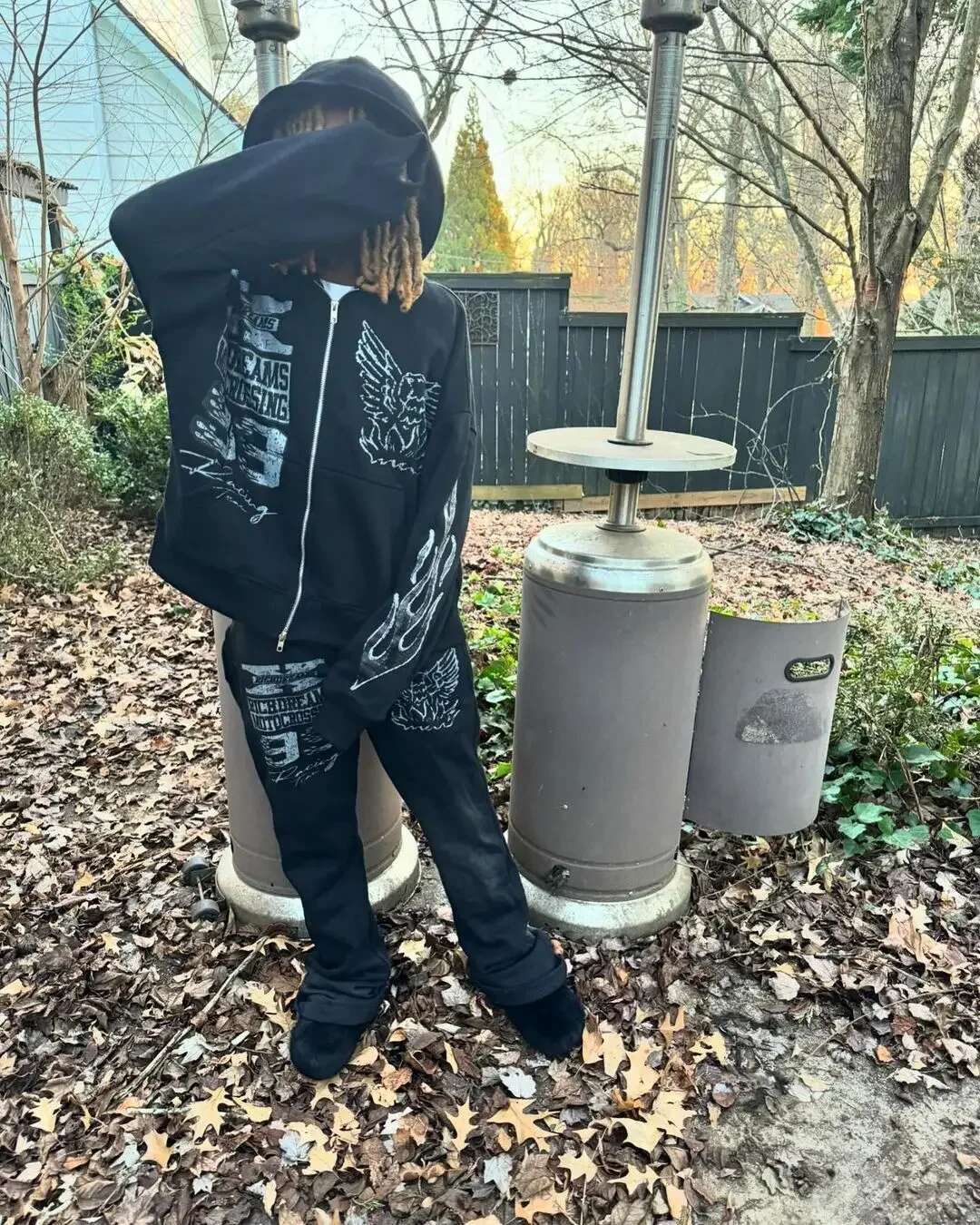 Y2k Streetwear Hip-Hop Men Letter Printed Casual Hooded Sweatshirt Haruku Gothic Sweatpants Couple Sportswear Set