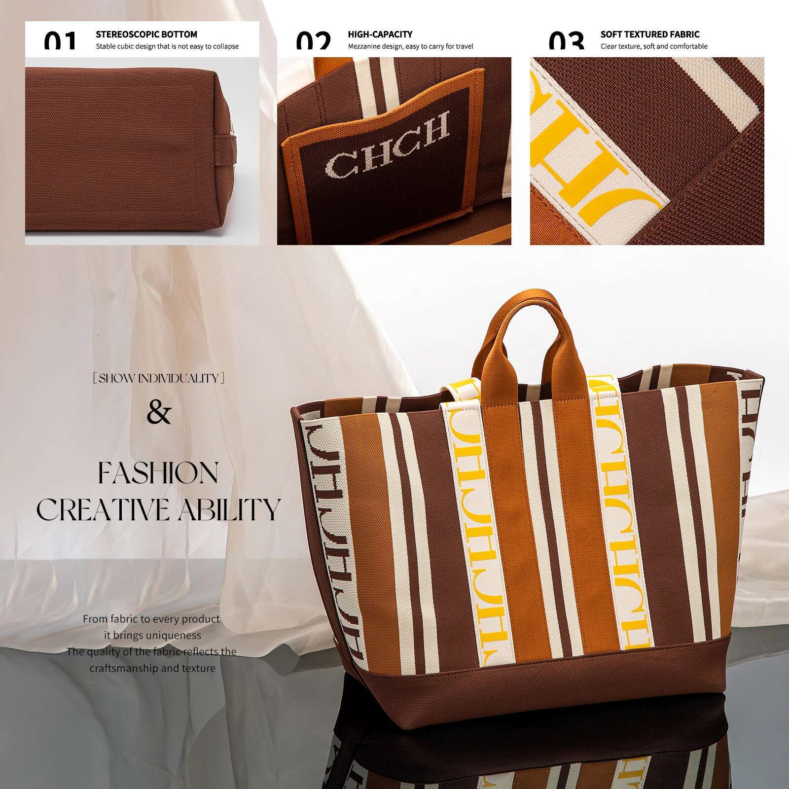 Classic 2024 Shoulder Bag Fashion Retro Design Striped Women's New Handbag