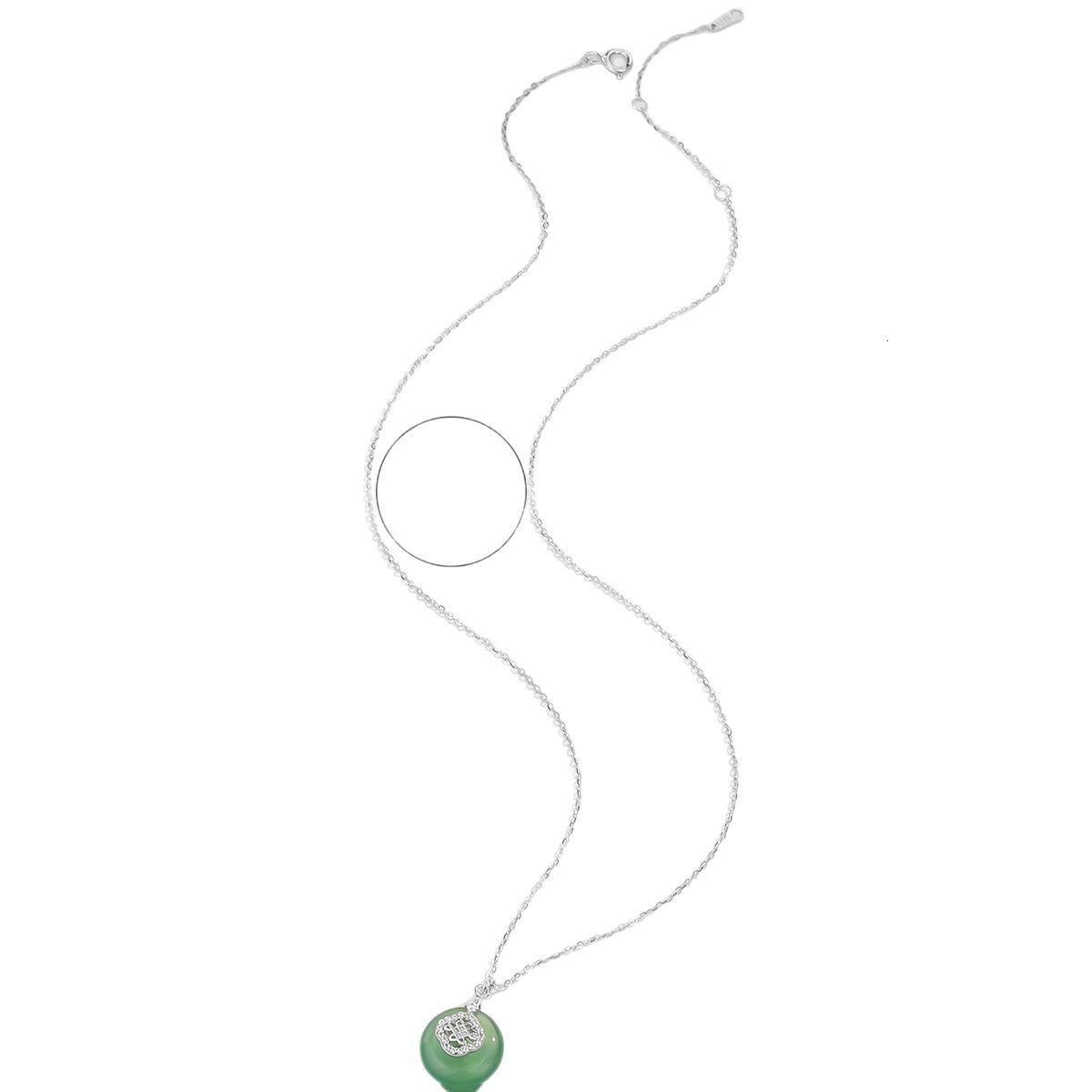 S925 Necklace Women's Net Red Sterling Silver Safe Buckle Japan And South Korea Style Fashion Zircon Small New Emerald Jade Necklace Jewelry