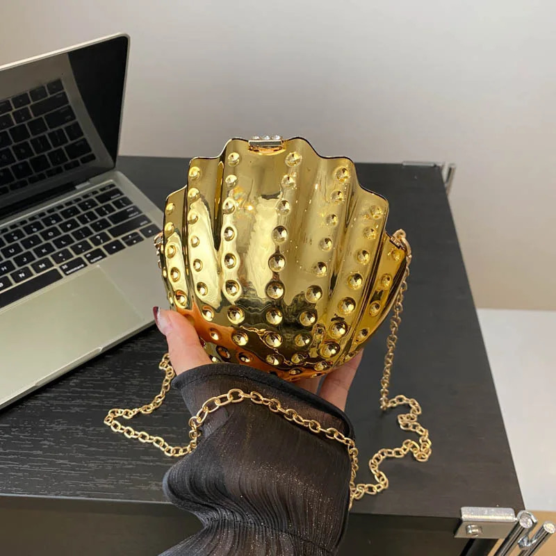 womens mini bag fashion shell shoulder bag ladies dinner bag shiny crossbody shell bag 250314
