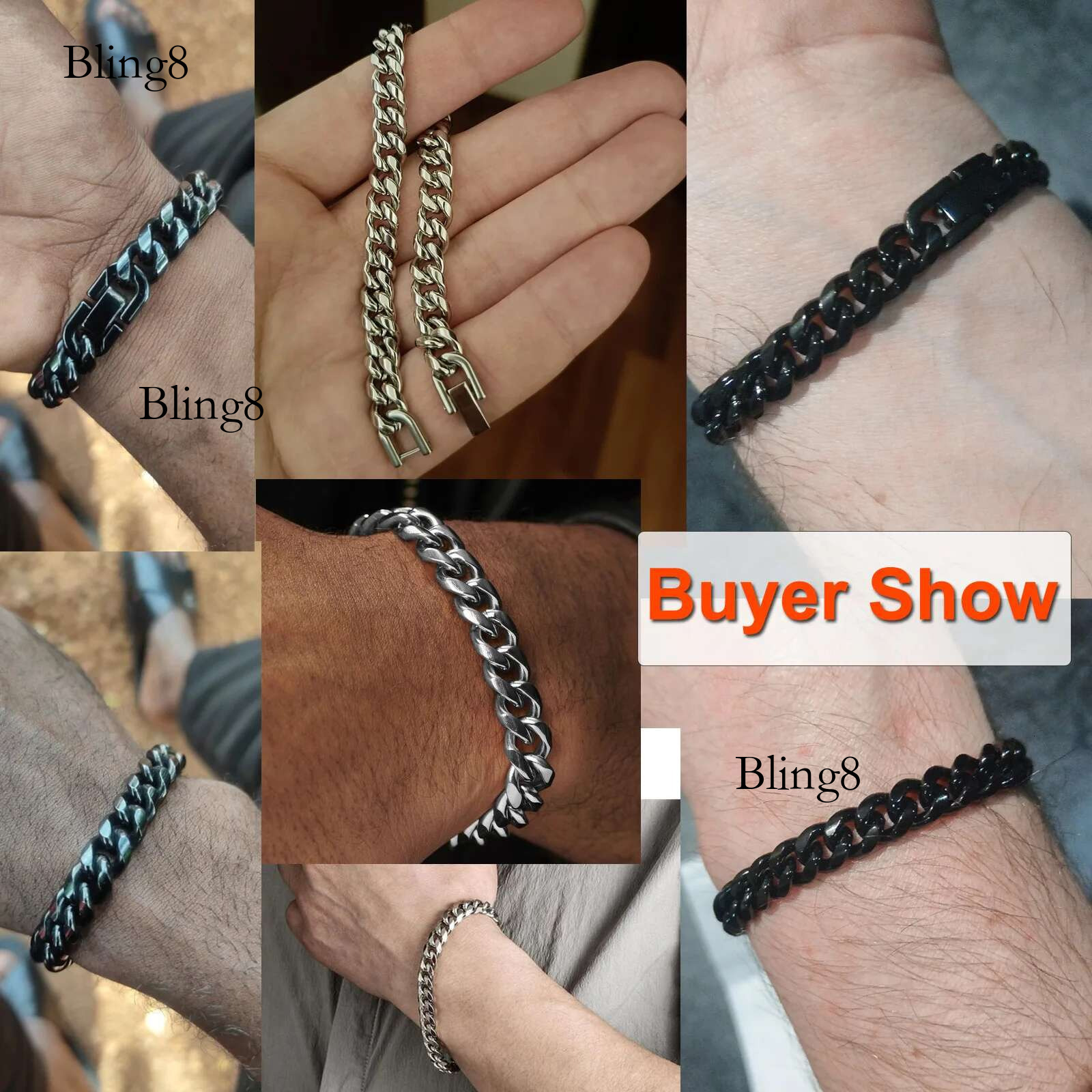 Vnox 8mm/10mm Bold Cuban Chain Bracelets for Men, Black Stainless Steel Miami Curb ks Wristband, Chunky Male Boy Jewelry