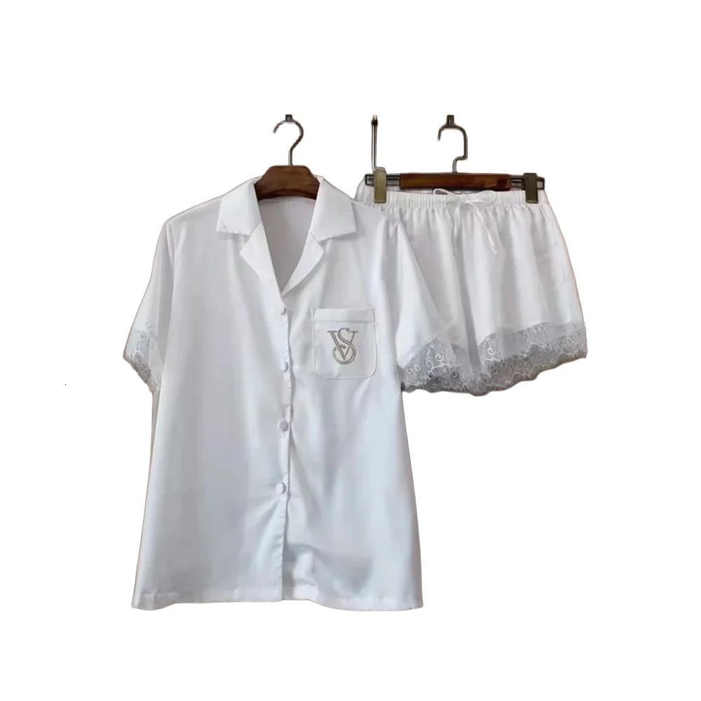 Womens Sexy Lace Pajama 2piece Set Shirt Thin Fashion y Casual Clothing High Quality Home Free Delivery 250313