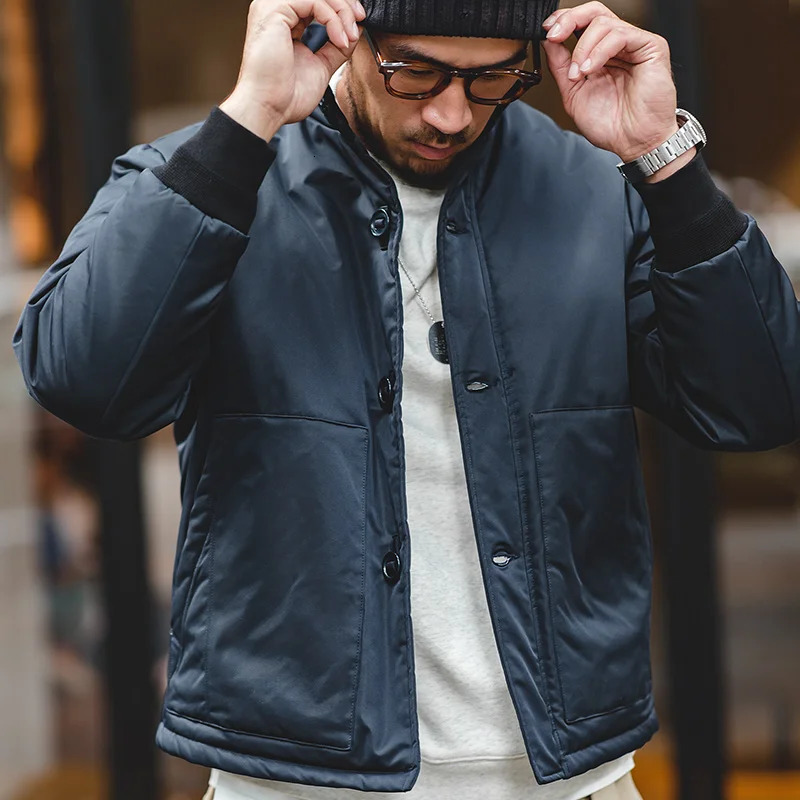 Madden mens modified A1 bomber jacket stand up collar thick cotton lining windproof in winter warm singlelayer 250313