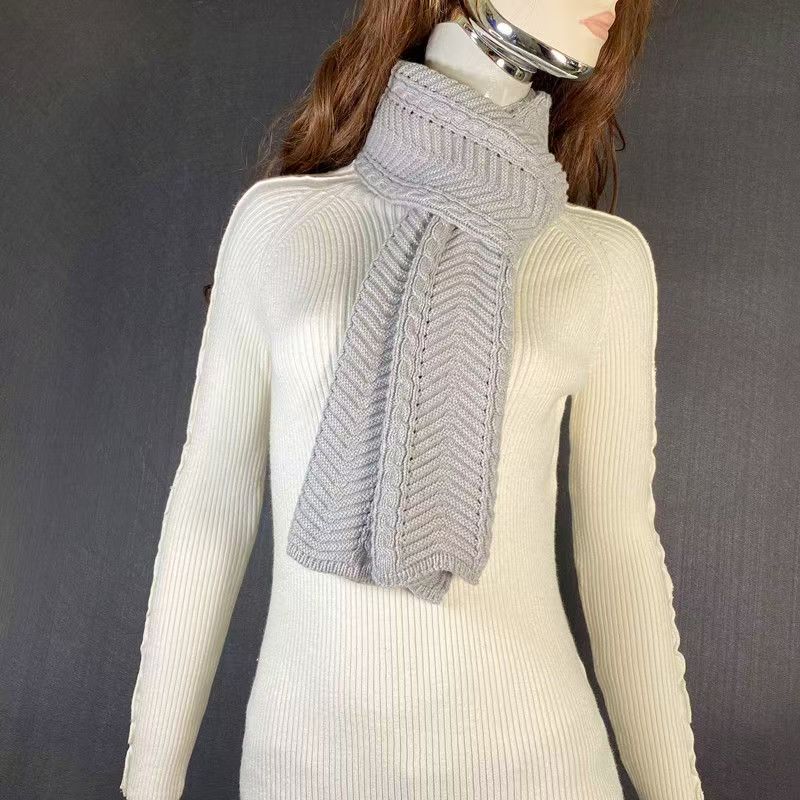 T289 new pure cotton knitted scarf for students, young men and women, thickened, warm, neck protection, couple scarf