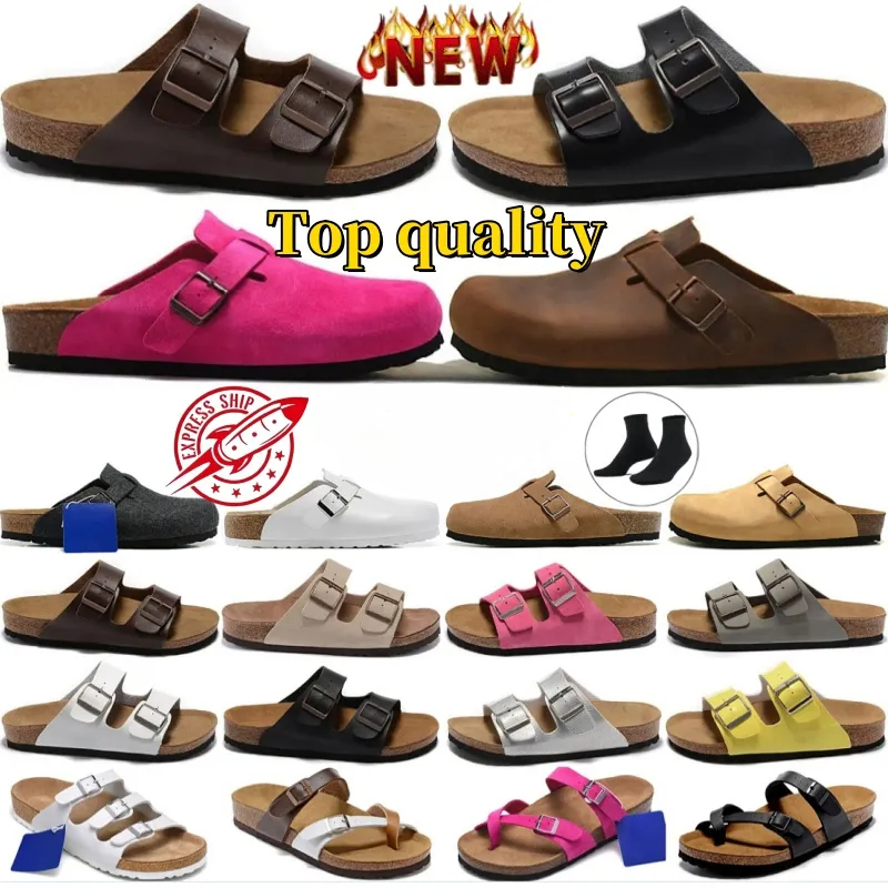 Designer Clogs Sandals Clog Slippers Cork Flat High Quality Fashion Summer Genuine Leather Slide Favourite Beach Casual Shoes Women Men 35-45