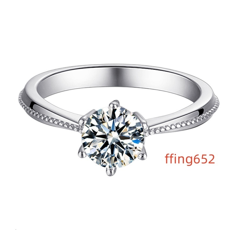 AISMI High-Grade 1 Karat Moissanite Ring S925 Sterling Silver Wedding Proposal Six-Claw One Piece Dropshipping