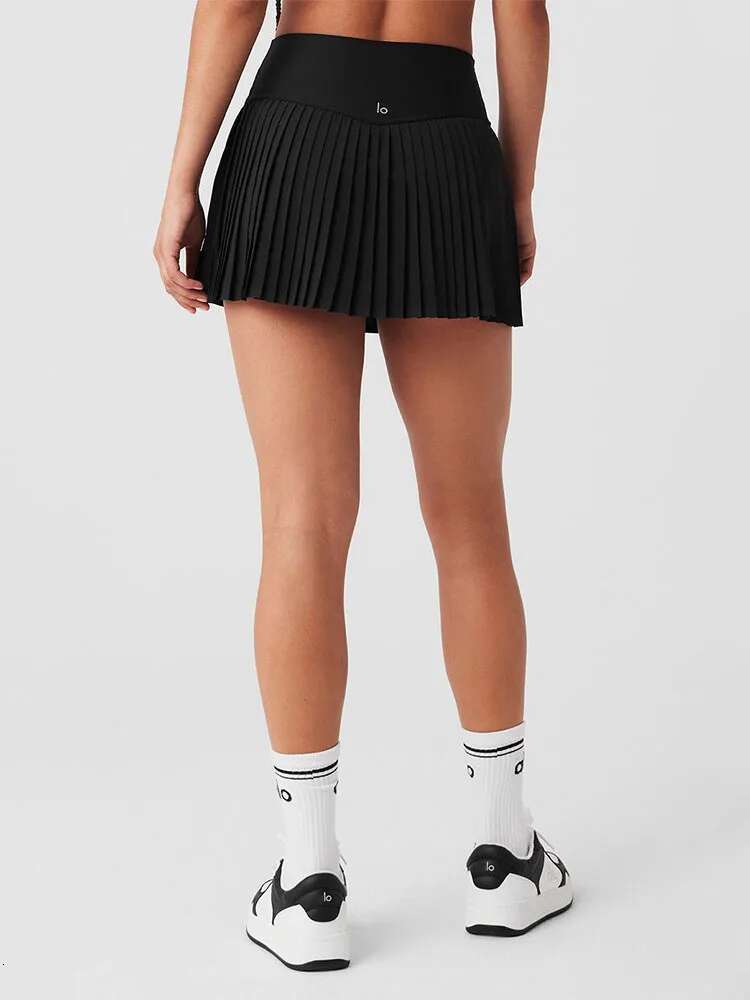 2025 Pure Color Women Short Leated Yoga High-Waisted Anti-Slip Tennis With Pocket Double Non-Slip Golf Skirt