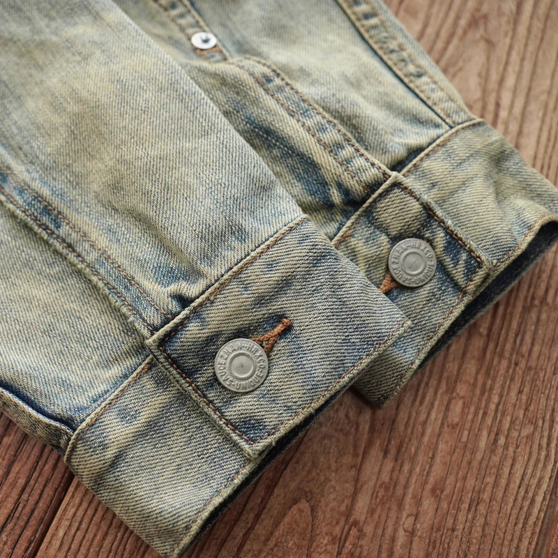 Sauce Zhan Mans denim jacket Destroy washed Distressed Selvedge ripped mens 145 oz loose fit 250313