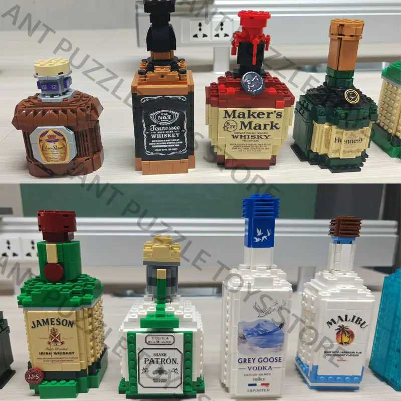 Building block toy bottle simulated grape wine bottle assembly building block creative building block decoration gift Y250315