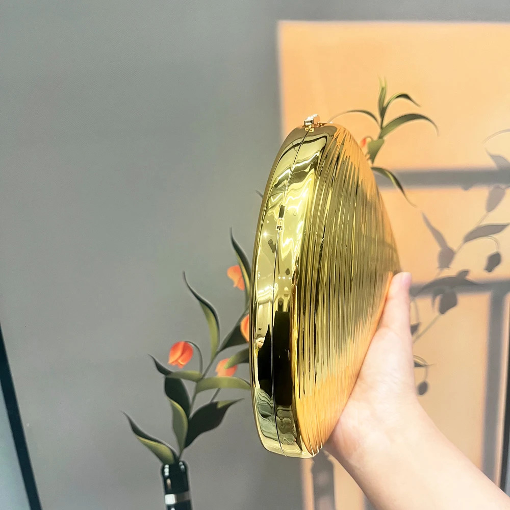 Golden Evening bag Purses and handbag shoulder bags funny shape Party Wedding Acrylic Shiny Clutch purse 250311