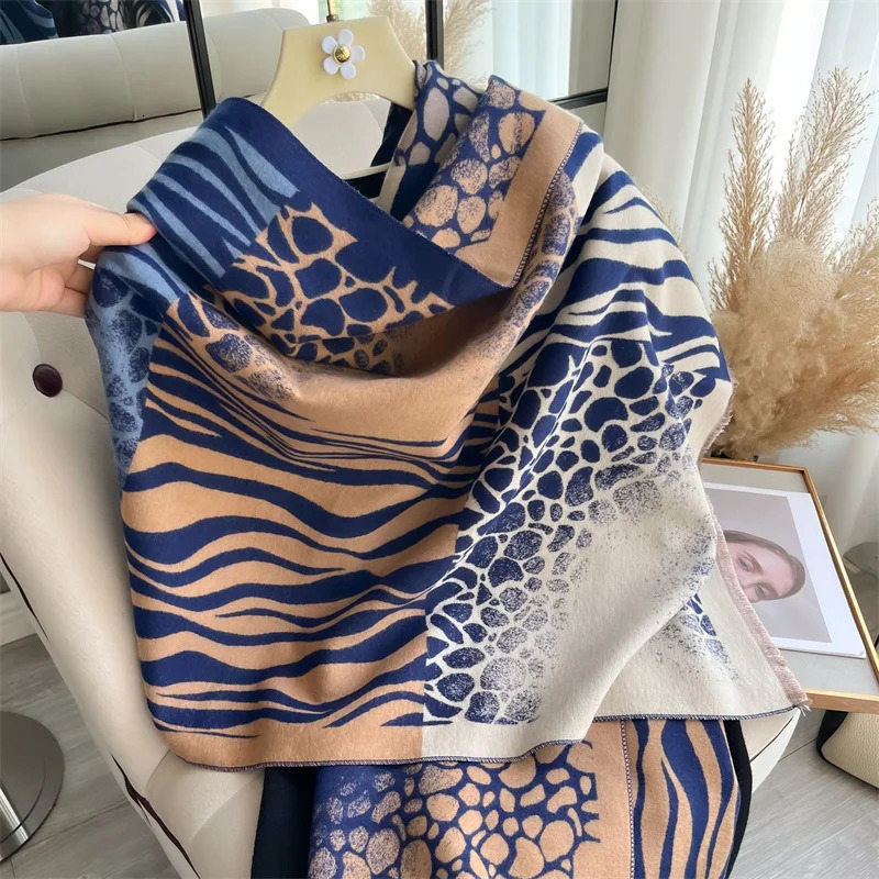 Winter Cashmere Scarf for Women Warm Cashmere Blanket Raincoat Scarf for Womens Shawl Thick Wrap Foulard Bufanda 250314