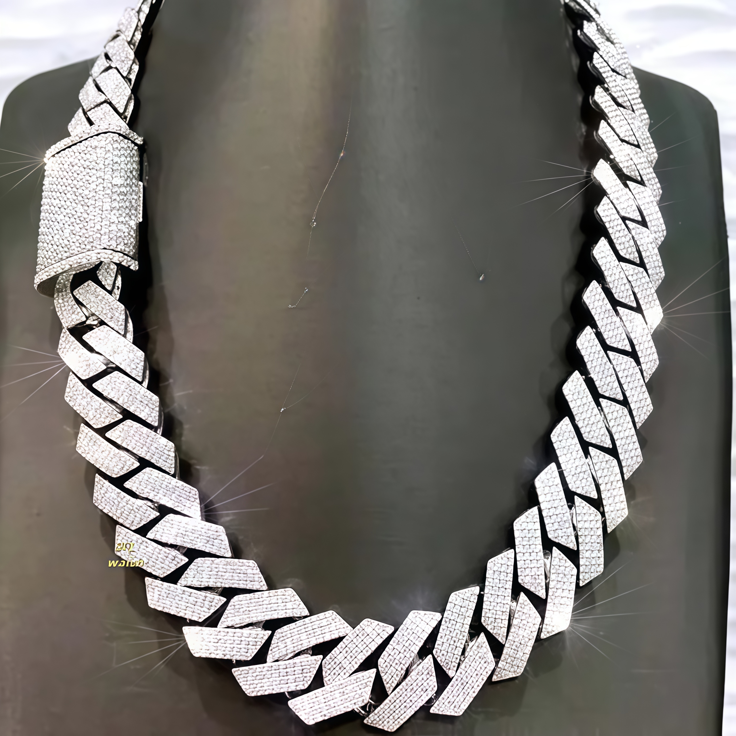 20mm Real man necklace VVS Moissanite Dia Cuban Chain Fast transport sterg sier chain