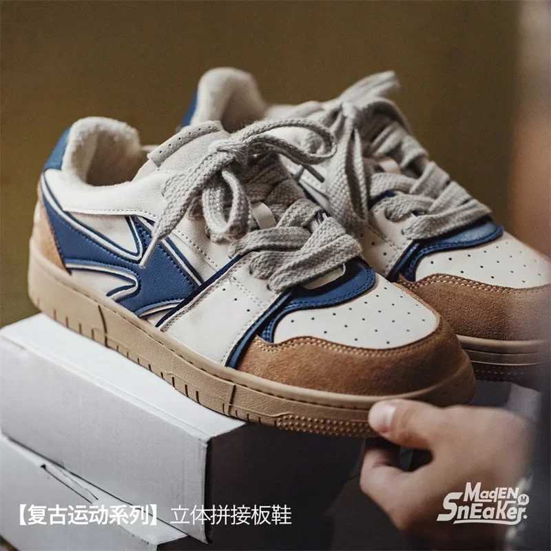 Maden Mens Casual Board Shoes Retro Colored Shoes 2023 Autumn Winter New Versatile Low Top Shoes Sports Board Shoes Y250315