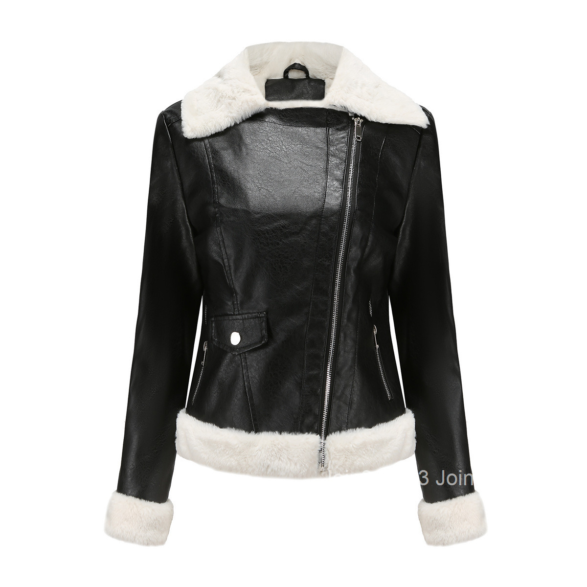 Fashion Jacket Autumn and Winter New Plush Leather Clothing Womens European Size Warm Long Sleeve Lapel Coat Casual Jacket