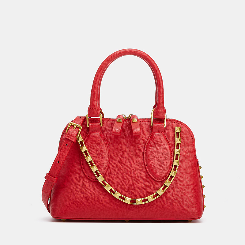 Luxury Bowling 2024 New Leather Women's Handbag Shoulder Crossbody Shell Bag