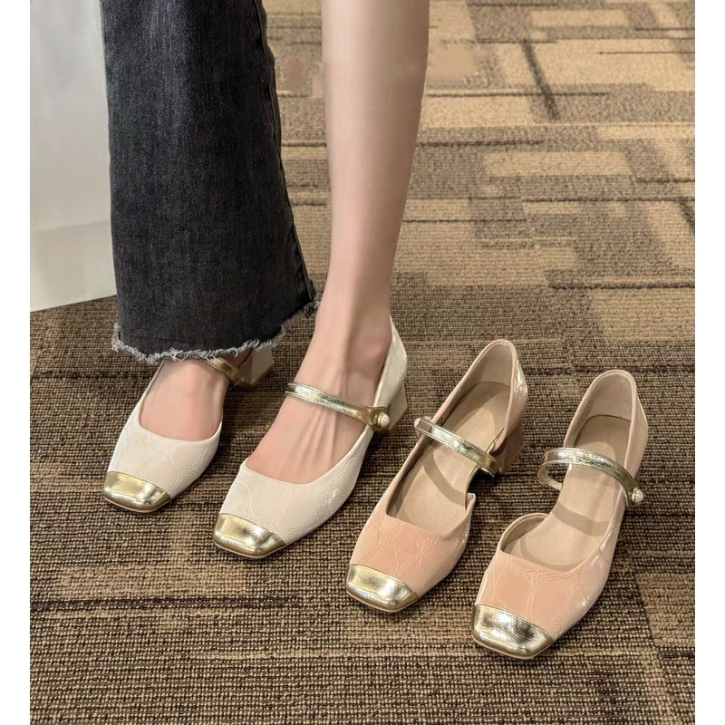 Mary Jane for women 2024 new spring/summer dress, thick heel, high-heeled sandals, French fairy gentle single shoes ddmypanda