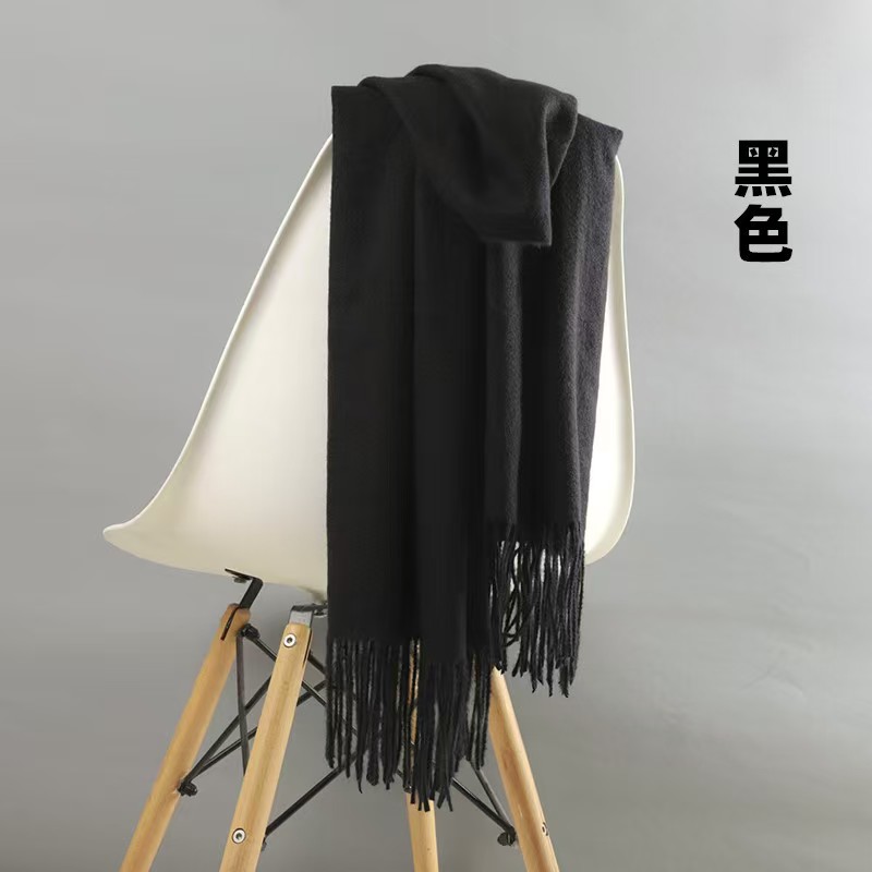 K133 Imitation cashmere scarf women winter scarf women autumn and winter tassel warm shawl men's solid color red scarf