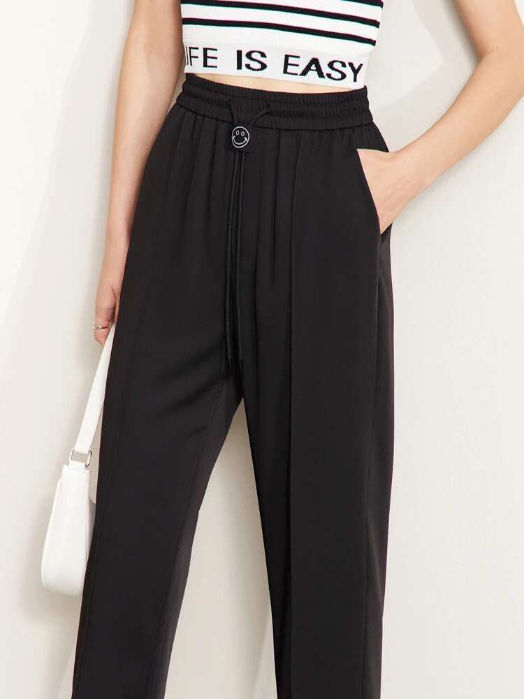AMII Minimalism 2023 Summer New Straight Casual Women's Pants Smile Pattern Versatile Office Lady Long Harem Pantalones 12341103