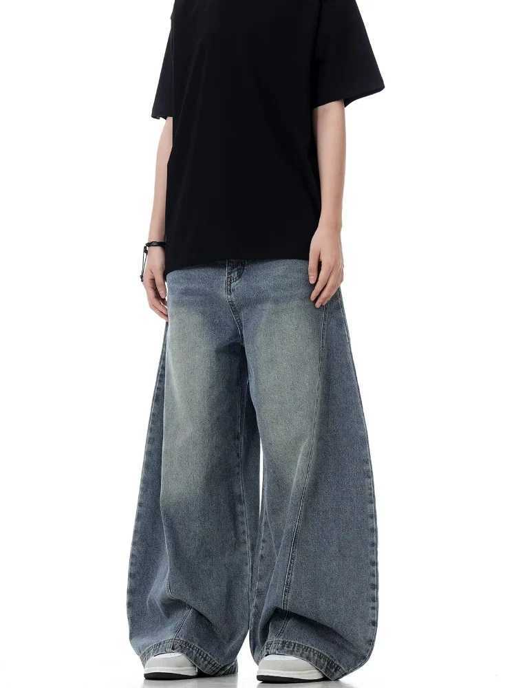 New Baggy Jeans Blue Vintage Blue Jeans Women High Waist Grunge Y2k 90s Streetwear Baggy Casual Straight Washed Denim TrouserT250315