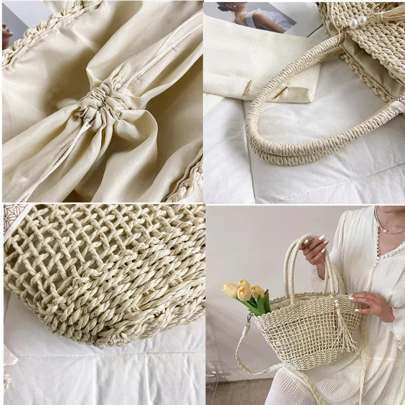 Bag Ladies Beach Woven Summer Tote, Straw Handbags For Summer, Casual Shoulder Crossbody, Handmade Hot Braided Basket Vacation Clutch Tote, , Crossbod