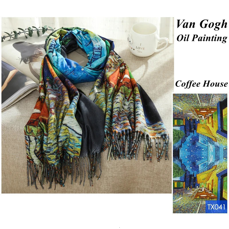 French Irises Print cashmere scarf womens Van Gogh oil painting Pashmina Shawl winter Stole Plus size 200cm 250314