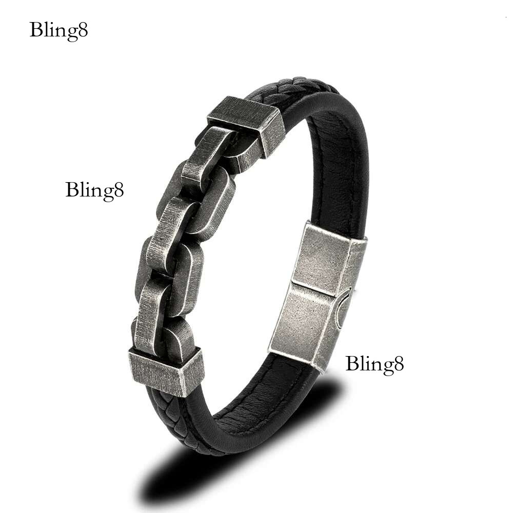 ENDN Locomotive Men Punk Rock Wide Bicycle Leather Bracelet Stainless Steel Mountain Bike Chain Accessory Male Gifts