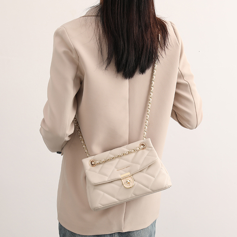 Bag For Women 2024 New Chain Niche Women's Diamond Grid Crossbody Armpit Single Shoulder High-End Feeling Light Luxury Small Square Bag