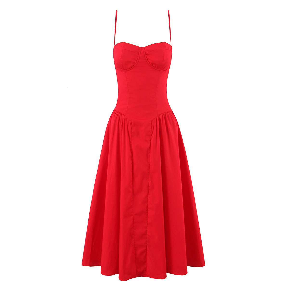 Spicy Girl Niche Design Sense Square Neck Three-Dimensional Steel Ring Waist Cinched Pleated Dress 2025 Summer New Product Sexy Slim Fit
