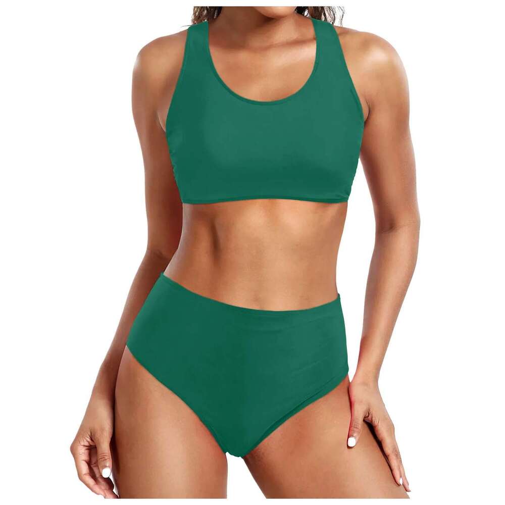Surf Yoga Running Separate Swimwear Women High Waist Bikini Set Sexy Push Up Swimwear Two Pieces Tank Top Swimwear For Women