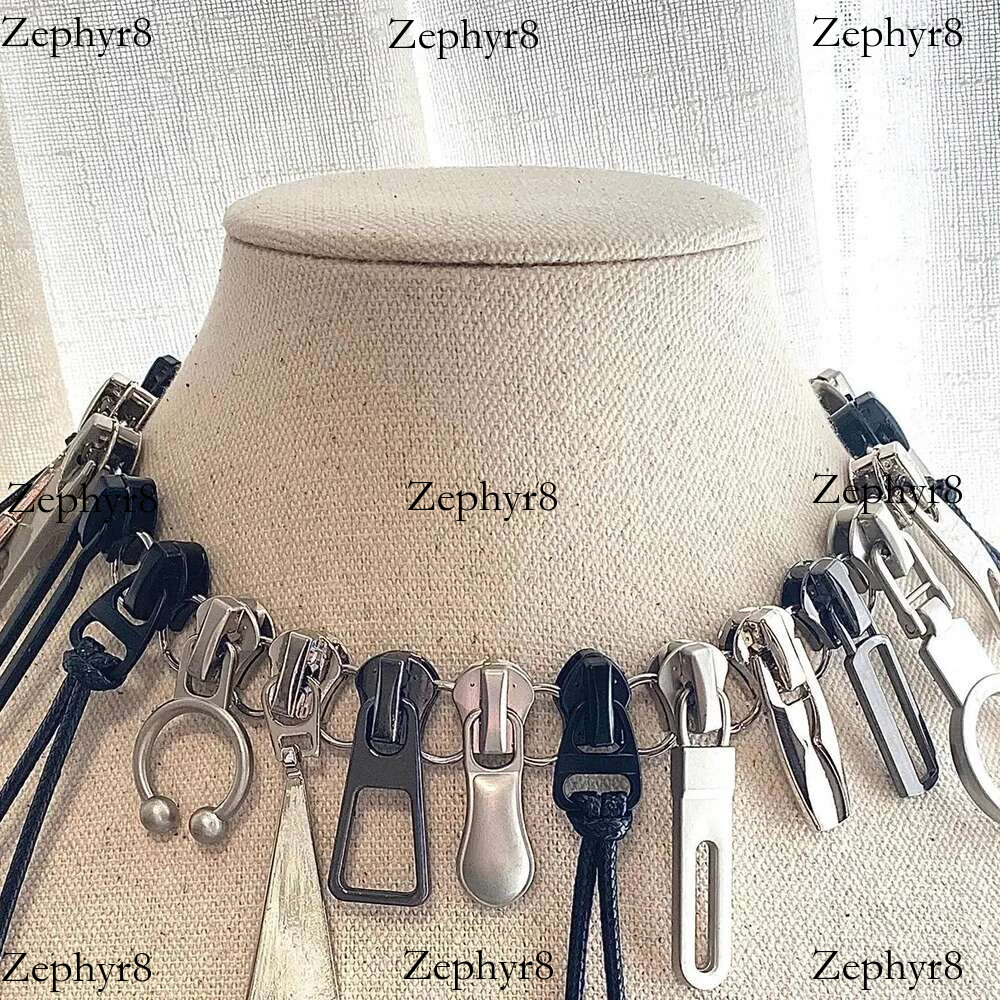 Cyber Punk Zipper Necklace Fringe Chain Head Y2k Hip Hop Choker Men's Women's Fashion Personality Jewelry Accessories