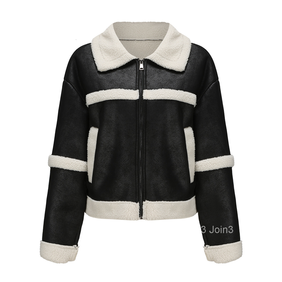 Fashion Autumn/winter New Suede Womens Fashion Warmth Plus Plush Leather Coat Casual Windproof Coat Womens Wear Join3