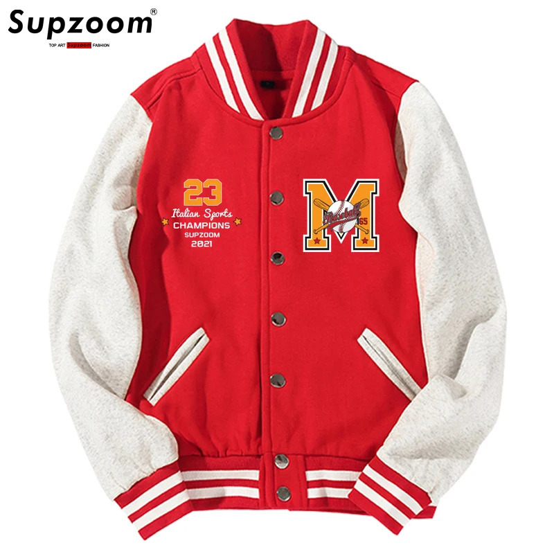 Supzoom Arrival Letter Rib Sleeve Cotton Top Fashion Single Breasted Casual Bomber Baseball Jacket Loose Cardigan Coat 250313