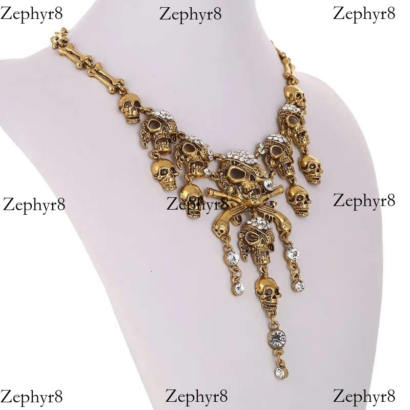 Classic Vintage Pirate Skeleton Skull Choker Necklace Pendant For Women Men Retro Rhie Biker Gothic Punk Party Jewelry