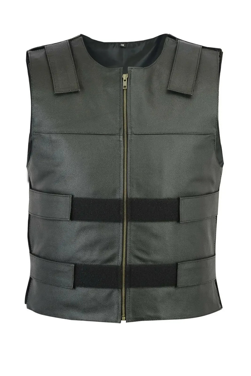 Mens Leather Vest V-neck Single Breasted Side Zipper Strap Short Sleeveless Top 250310