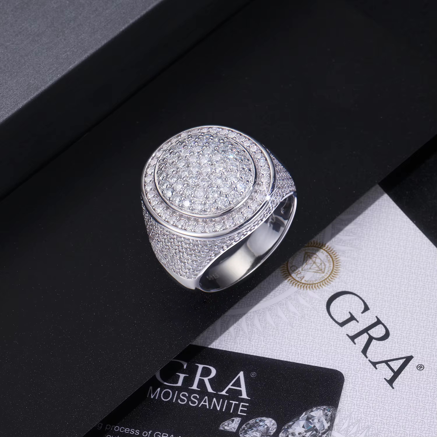 DE Hip Hop 925 Silver Men Moissanite Ring Classic Iced Moissanite Men Ring Hip Hop Men Rings With Moissanite