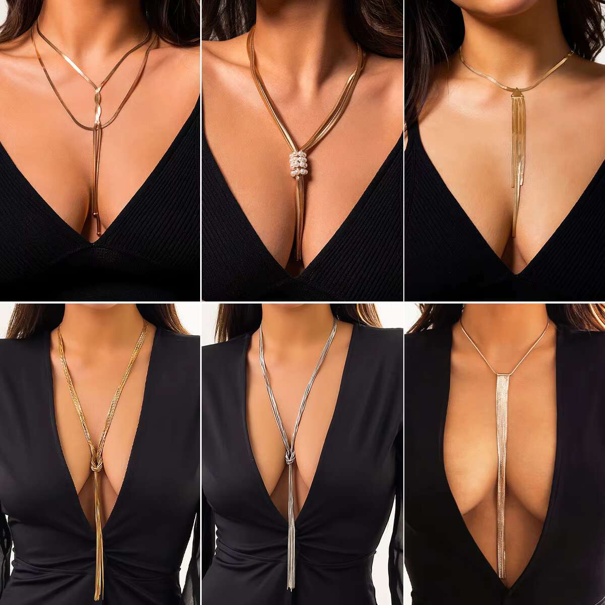 2025 New model NJC Wholesale Women's Punk Religious Necklace Gold Plated Double Chain Weaving Adjustable Flat Snake Bead Long Pendant