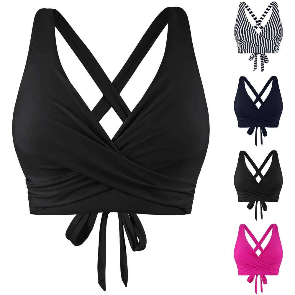 Girls' swimsuit, padded, women's swimsuit, lace up, high frame, full coverage, bikini top, women's push up swimsuit with shorts