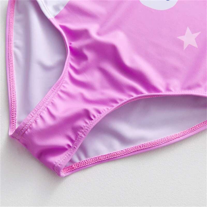 Girl's one-piece swimsuit, unicorn, bare back, summer