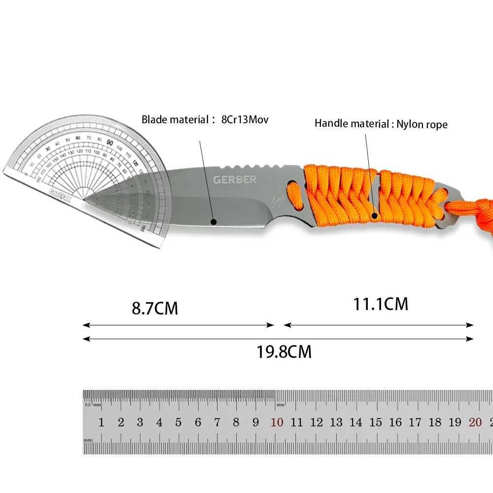 New Arrival GB Bear Grylls Paracord Fixed Blade Knife 8Cr13Mov Blade Nylon Rope Handles Protable Tactical Knife Safety Rescue Edc Multitool Z250314