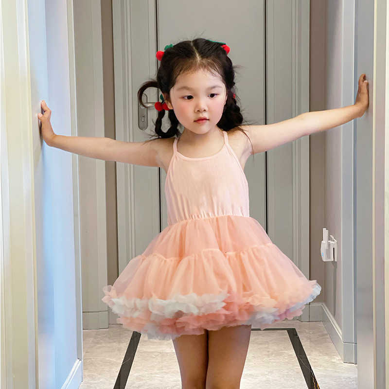 Girl's Dresses New summer tutu dress for girls, sweet princess puffy dress, cute rainbow colored dress with suspenders