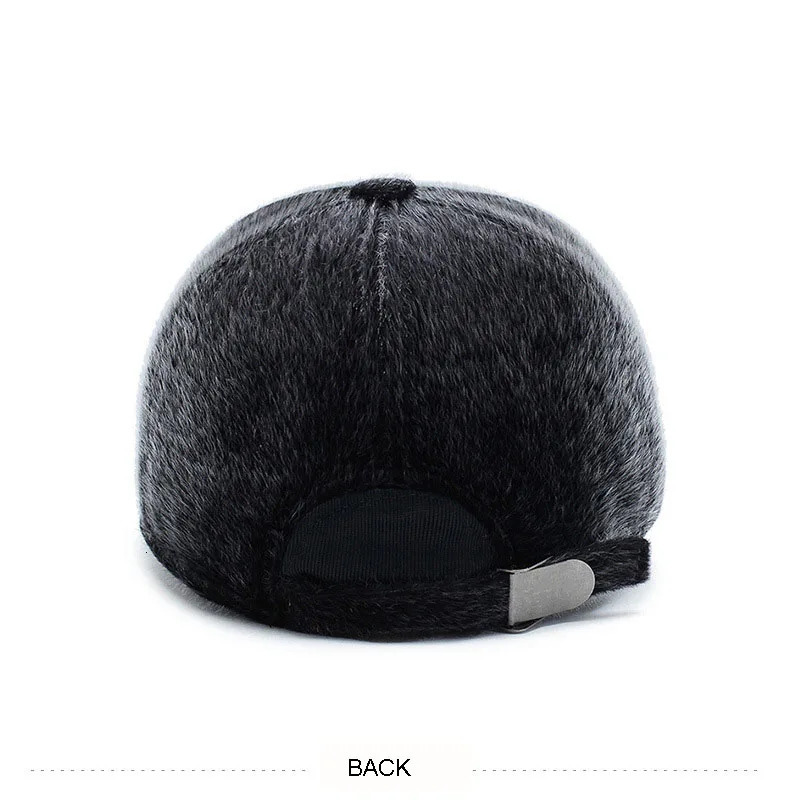 Winter Mens Warm Baseball Hat with Ear Flaps Dads Warm Hat Fathers Gift Keep Warm Hat Mens Bone Button Hat Adjustable 250314