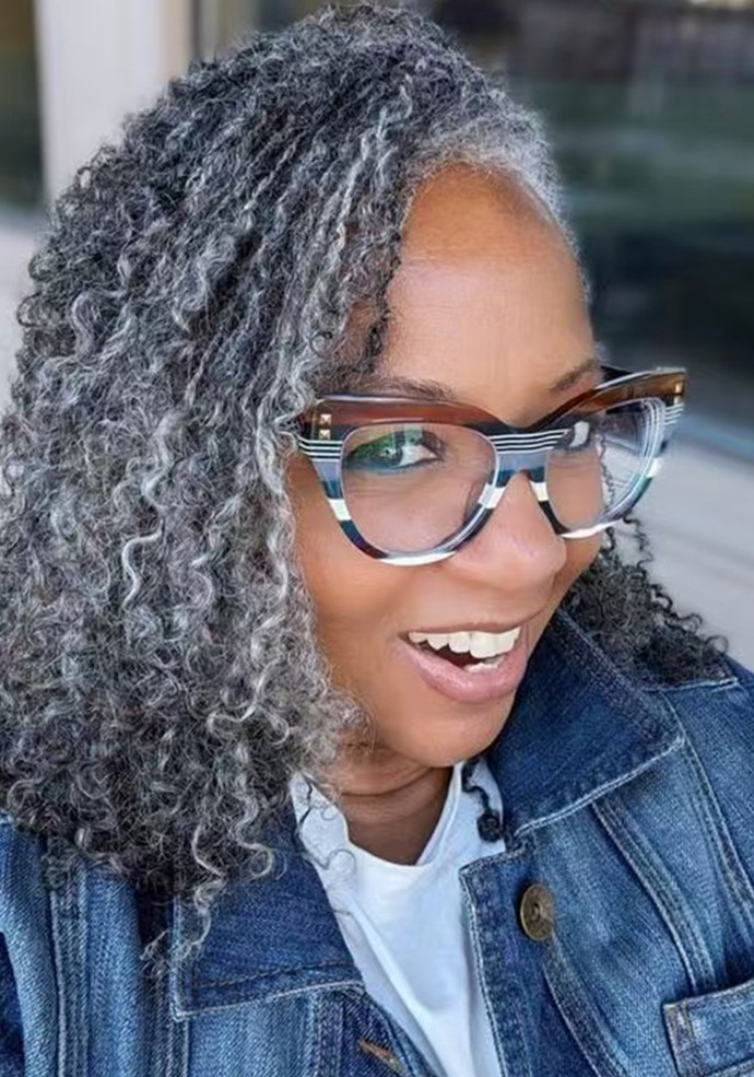 Gray salt and pepper human hair ponytail extension clip ins, Crochet braids Grey kinky curly black silver mixed Gray ombre hairpiece drawstring ponny 