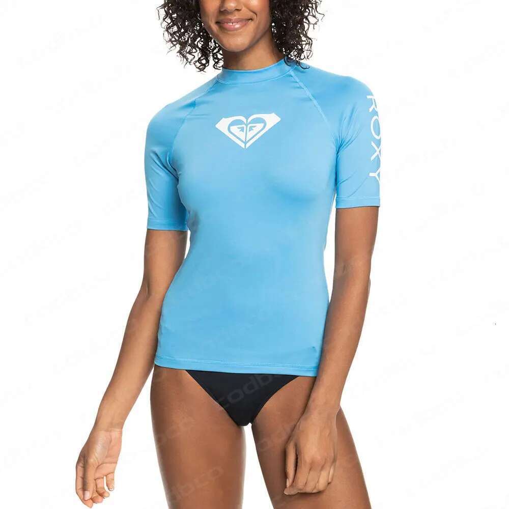 Summer Women Surf Swimming Long Sleeve T-shirts Short Skin Eruptions High Beach Protection UV Swimwear Lycra Surf Clothing