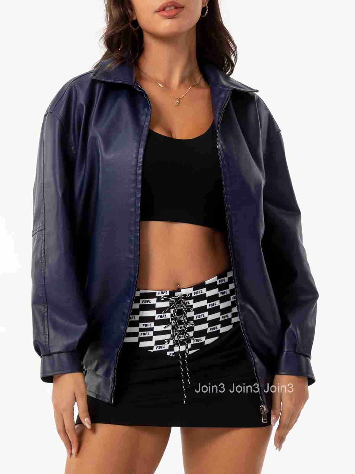Fashion Loose Fitting Leather Clothes for Women Oversize Womens Jackets Long Sleeved Polo Collar Spring and Autumn Coat