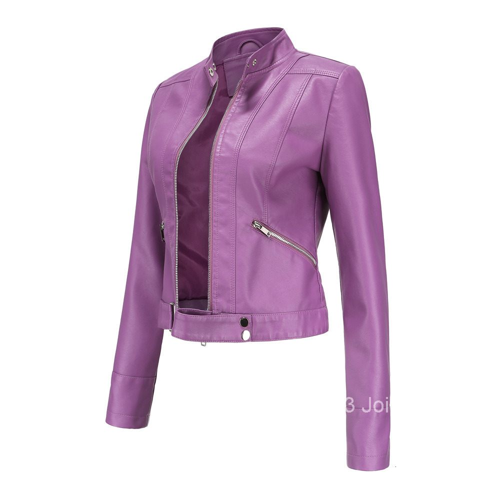 Fashion New Leather Clothes Womens Short Small Coat Spring and Autumn Collar Womens Leather Jacket Womens Thin Leather Coat