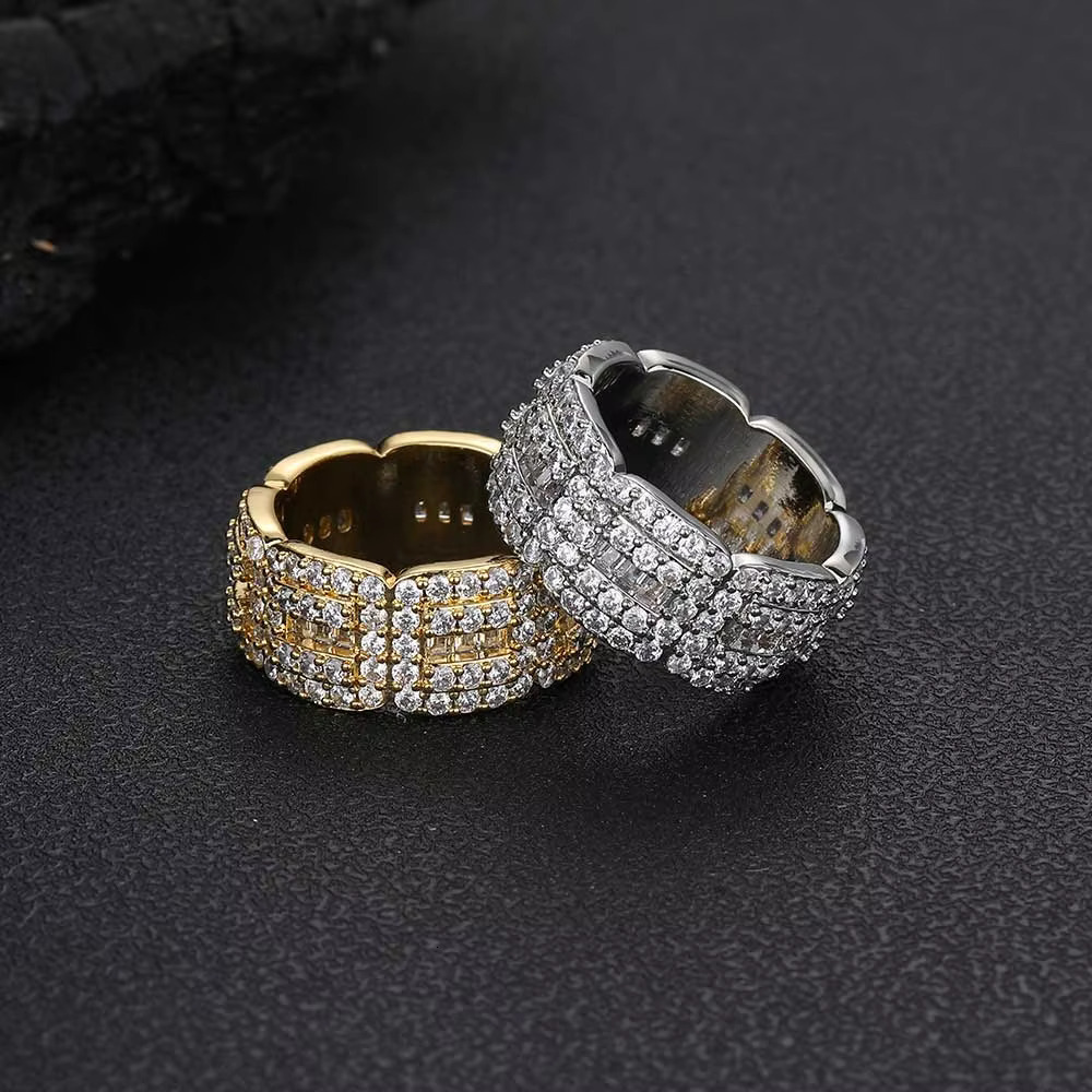 Moissanite Rings for Men Fashion Hip Hop Jewelry Rings 925 Silver 14k 18k Gold-Plated Vvs Custom Ring