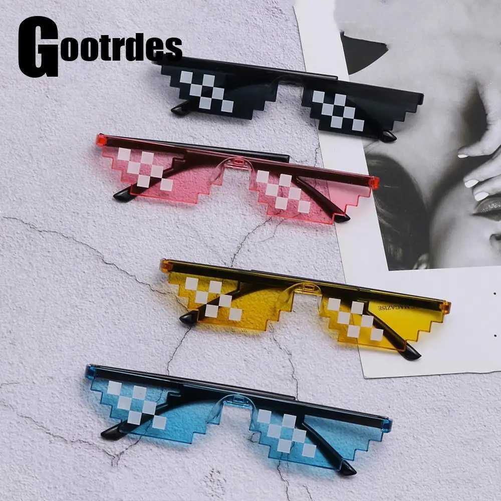 Newly designed fun mosaic sunglasses for gangsters daily life pixel black retro player robot sunglasses Birtay party role-playing discounts W250315